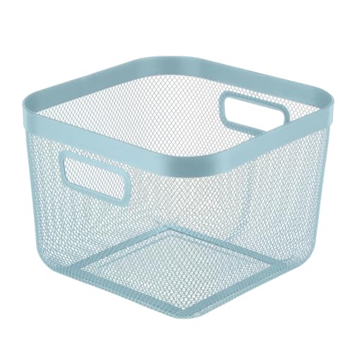 AJIODA Metal Mesh Steel Baskets, Household Wire Storage Organizer Bin Garden Harvest Basket Multi-functional Fruit Baskets with Handles for Kitchen Bathroom Picnic Shopping Decor Cabinet Home, Blue - color: Blue