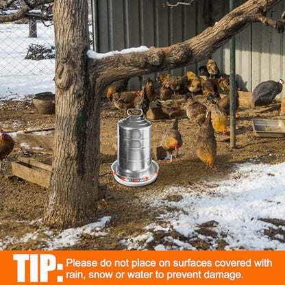 MEWTOGO Chicken Water Heater for Winter - 75W Energy Saving Chicken Coop Accessories, Thermostatically Controlled Poultry Waterer Heated Base for 1-3 Gallon Poultry Fount
