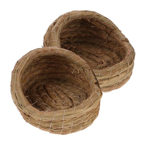 2pcs Cozy Straw Woven Chicken Nest for Egg Laying and Sleeping Comfortable Pet Hut for Animals for Secure and Private Coop