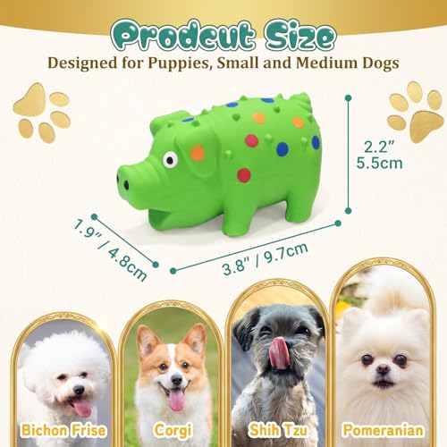 Squeaky Pig Dog Toys 3 Pack, Latex Pig Dog Chew Toys, Interactive Durable Puppy Squeaky Toys, Mini Cute Little Piggy Fetch Play Toys for Small Medium Dogs Indoor Outdoor Training Playing