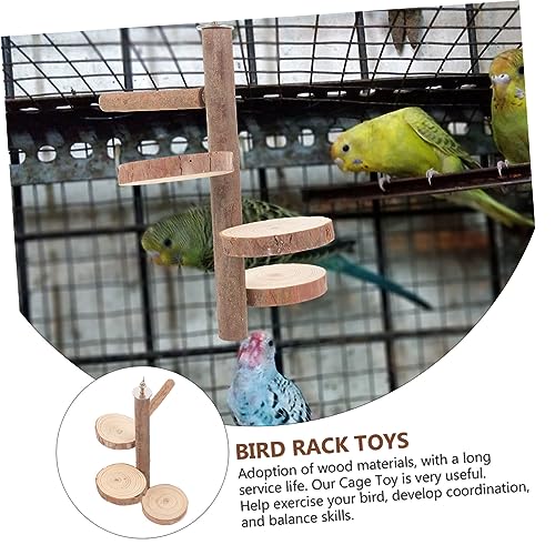 Bird Parrot Perch Stand Platform Natural Wood Playground Paw Grinding Toy for Birds Easy to Install Safe and Chewing Activity for Parakeets Cockatiels and Lovebirds