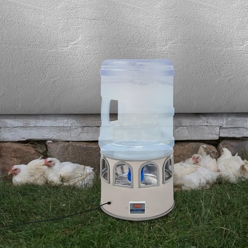 Heated Chicken Waterer 5 Gallon Bucket, Poultry Water Heater, Adjustable Temperature 32-122℉, Heated Chicken Water Bowl for Winter Outdoor Chicken Coop Ducks Geese Pigeons