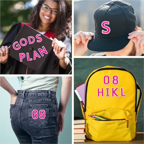 ASTARON 72 Pcs Iron on Letters and Numbers Patches, 1.5 Inch Letters A-Z Numbers 0-9 Embroidered Applique Patches Alphabet Cloth Patch for Clothes, Bags, Socks, Jeans, Hat, DIY Accessories(Magenta) - color: Magenta
