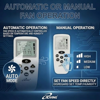 iLiving 12" Shutter Exhaust Fan with Wireless Smart Remote Controlled Thermostat and Humidity, Variable Speed Wall Mounted Attic Vent Fan, Chicken Coop Ventilation, 960 CFM, 1400 SQF Coverage Area - size: 12 inches