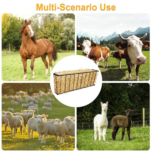 40'' Metal Wall Mount Hay Feeder, 25 Gallon Livestock Feeder for Goats Horses Cattle, Indoor Outdoor Hay Rack Blanket Holder - size: 40 Inch