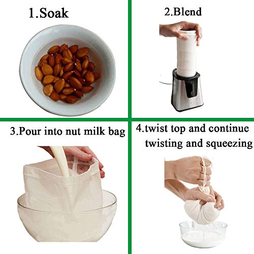 Nut Milk Bag, Pro Quality Multiple Usage Reusable Food Strainer, Cold Brew Coffee Bag Cheese Cloth, Ultra Fine Nylon Mesh Food Grade for Milk, Juice, Coffee, Tea, 12"x12" (2 pack) - color: 2 pack