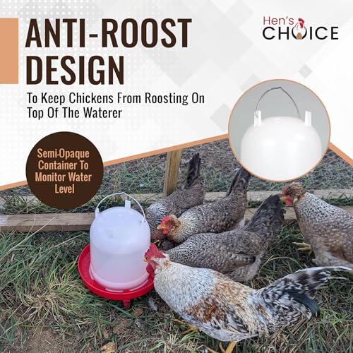Hen's Choice 8L/2.1 gal Chicken Waterer, Adjustable Legs (Red) - color: Red