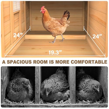 80" Chicken Coop, Outdoor Chicken House for 3-4 Chickens, Wooden Hen House with Run, Nesting Box, Chicken Cage, Ramp, Pull Out Tray, Rabbit Hutch for Small Animals - size: 80.7"L x 26.0"W x 44.5"H