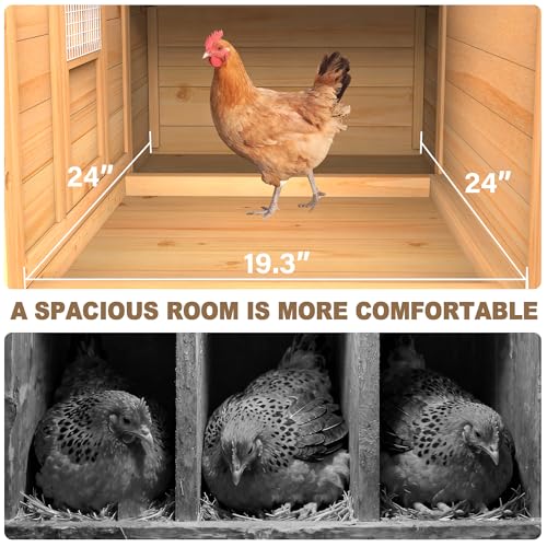 80" Chicken Coop with Expandable Run, Outdoor Chicken House for 4 Chickens, Wooden Hen House with Run, Nesting Box, Pull Out Tray, Chicken Cage - size: 78.0"L x 27.0"W x 45.0"H