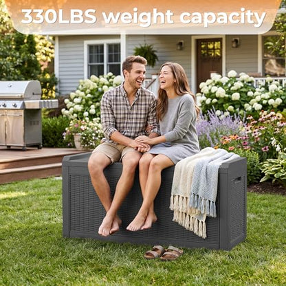 70 Gallon Waterproof Outdoor Storage Box,Deck Boxs for Outdoor and Indoor Use,Deck Storage Box for Picnic Supplies,Gardening Tools,Lockable and Easy to Install(Black)