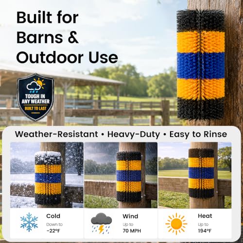 17" x 7.9" Livestock Scratching Brush for Horse, Wall-Mount Grooming and Massage Scratch Brushes for Cow Donkey Goats Horse Sheep, with 8 Screws for Back Itch Relief & Keep Cleaning (1Pcs) - size: 1 Pack