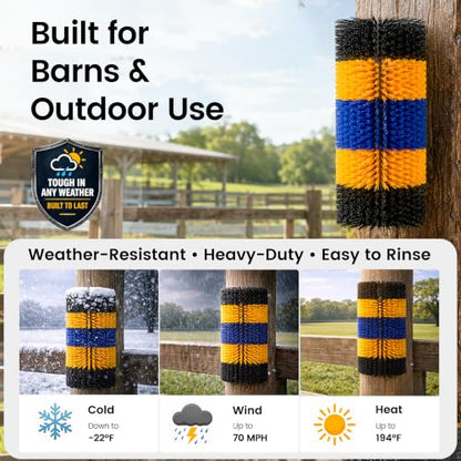 2PCS Livestock Scratching Brush for Goat, Heavy-Duty Post Grooming and Massage Scratch Brushes for Cow Donkey Goats Horse Sheep, with 8 Screws for Back Itch Relief & Keep Cleaning, 17" x 7.9" - size: 2 Pack