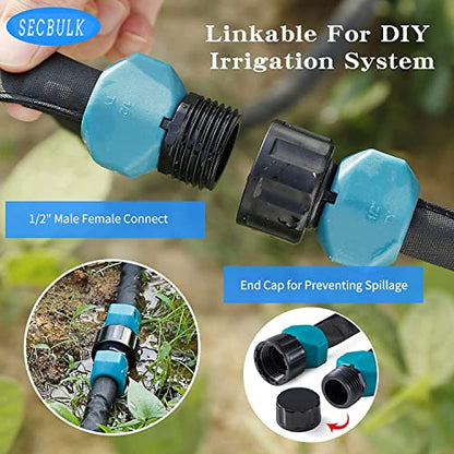 Secbulk 2025 Flat Soaker Hose 75 ft for Garden, 75' Linkable Drip Hose Diy Garden Irrigation System Saving 80% Water, Dual-layer Leak-free Design Water Hose with Holes - size: 75ft