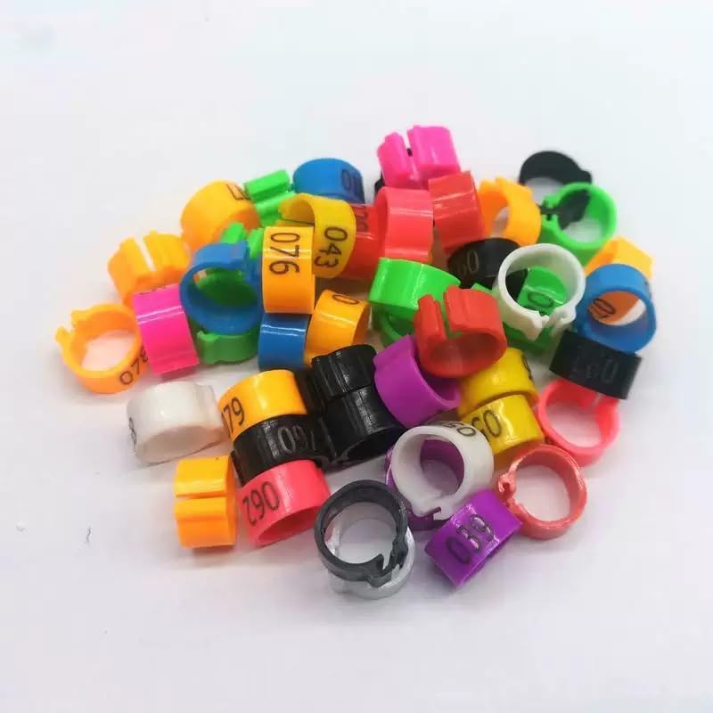 100 Pcs Multicolor 8mm Poultry Leg Rings, Bird Identification Foot Bands Clip-on Rings for Birds, Ducks and Chickens