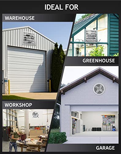 iLiving NEW Upgraded 14" Wall Mounted Variable Speed Gable Exhaust Fan with Thermostat and Speed Controller for Greenhouse, Attics, Workshop, 2339 CFM, Coverage 3400 SqFt - style: 2339 CFM (Variable Speed & Speed Controller)