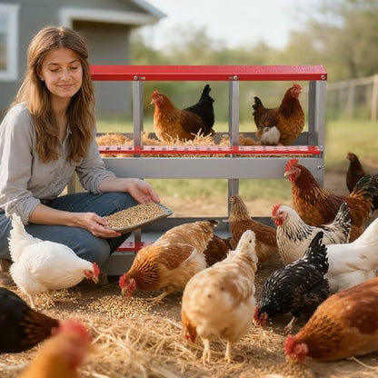 Chicken Nesting Boxes for Chicken Coop, 6 Compartments Wall-mountable Chicken Laying Boxes Easy Egg Collection with Ventilated Design, Weatherproof Galvanized Steel Metal Roosting Boxes