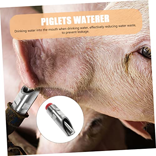 YARNOW 10pcs Piglets Waterer Stainless Steel Pig Drinking Fountain Automatic Nipple Waterer Livestock Feeder Kit