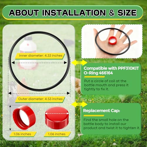 Poultry Fountain Renewal Waterer Parts, 10 Replacement Caps & 4 O Rings, Compatible with Miller PPF3/PPF5/PPF7 & Compatible with Farm-Tuff 3/5/7 Gallon Poultry Founts(Red) - color: Red