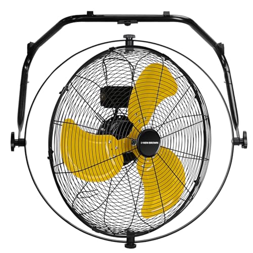 KEN BROWN 20 Inch Wall Mount Fan or Floor Fan 5000 CFM, High Velocity Industrial Shop Fan with Dual 720° Rotation, 3-Speed Heavy Duty Metal for Garage, Patio, Barn, Porch - size: 20 inch Wall Fan