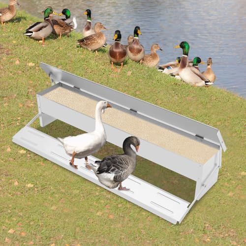 Automatic Chicken Feeder with Treads - Treadle Chicken Feeder, 22 lb. Large Capacity Poultry Tank, Theft Proof for Hens/Ducks, Easy to Clean and Fill