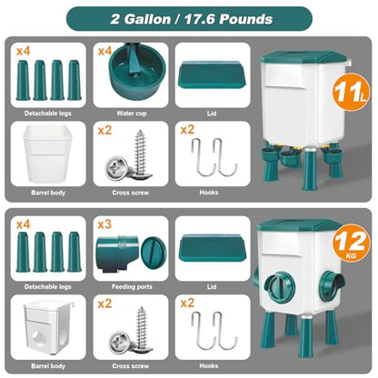 Chicken Feeder and Waterer Set 3 Gallon/26.4 Pounds, Automatic Chick Feeder and Waterer Set No Waste, Poultry Feeder Large for Hens/Ducks/Poultry - color: Blue