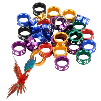 7.0mm Aluminum Bird Rings，Multicolor Identification Bands for Golden Sun, Monk, Parrot, Grackle, 50 Packs with Durable Engravings - size: 7.0MM