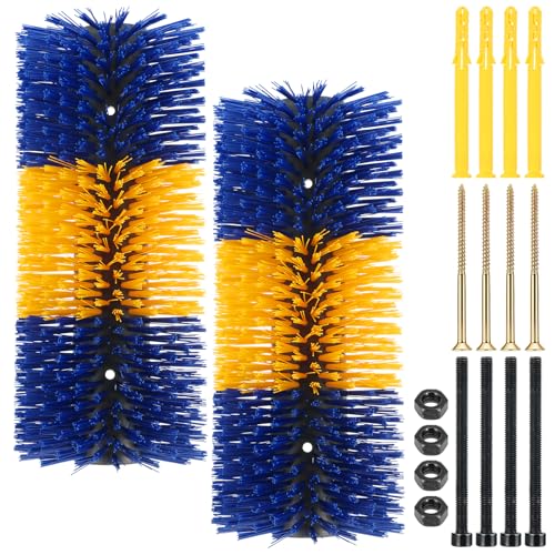 2-Pack Livestock Scratching Brush with Grooming Tool, Animal Back Massage & Itch Relief Brush, Yellow and Blue Horse Scratching Accessories for Cows, Horses, Goats & Sheep - color: Yellow