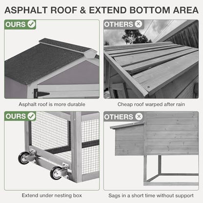 Portable Chicken Coop with Nesting Boxes and Waterproof Cover - Mobile Hen House with Wheels, Metal Chicken Run, and Poultry Cage - Ideal Chicken Tractor for Secure and Comfortable Housing