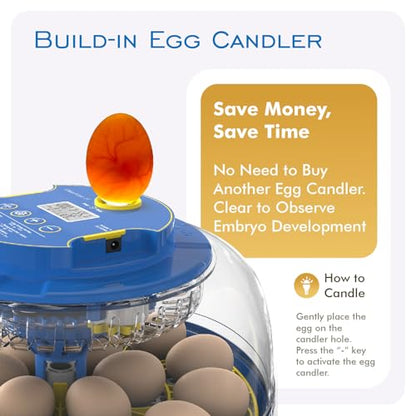 OtterVerz 11 Egg Incubators for Hatching 18-36 Chicken/Quail/Turkey Eggs, 360° View Poultry Incubator with Automatic Egg Turning and Humidity Control, Suitable for Farm, Classroom, Home