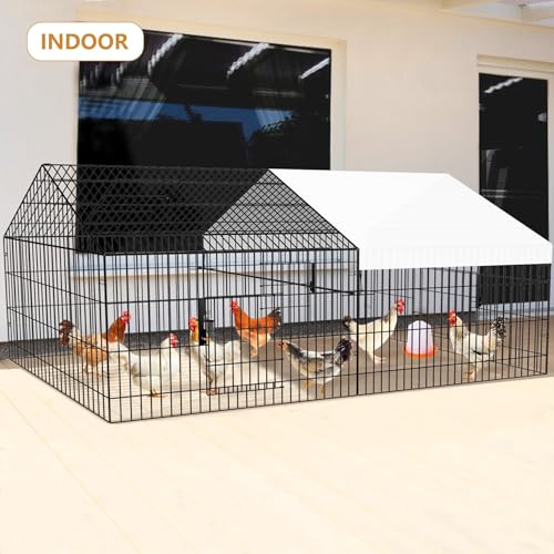 Metal Chicken Coop 87"×40" with Cover Chicken Run Pen for Yard Outdoor Large Portable Chicken Playpen Enclosure Rabbit Small Animal Dog Poultry Cat Cage Duck Coop Hen