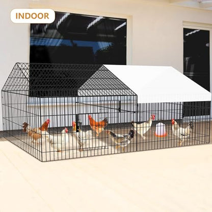 Metal Chicken Coop 87"×40" with Cover Chicken Run Pen for Yard Outdoor Large Portable Chicken Playpen Enclosure Rabbit Small Animal Dog Poultry Cat Cage Duck Coop Hen