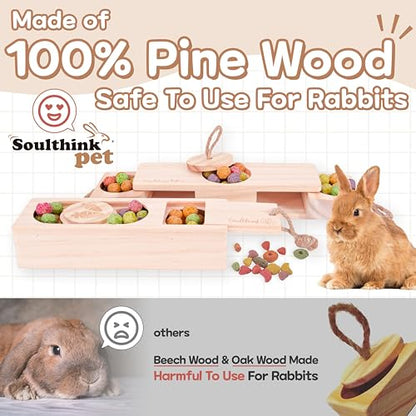 SoulThink® Advanced Interactive Wooden Pet Rabbit Toys - Sniff n' Snack Bunny Chew Toys for Rabbit Treats, Suited for Chinchilla Foraging, Guinea Pigs Boredom, and Hamster Enrichment (2 Set) - style: Sniff n' Snack - Advanced