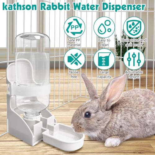kathson 2PCS Rabbit Water Bottle, 17oz Hanging Water Fountain Automatic Dispenser No Leak WaterFeeder for Bunny Chinchilla Guinea Pig Hedgehog Ferret - size: 2PCS Water Dispenser, White