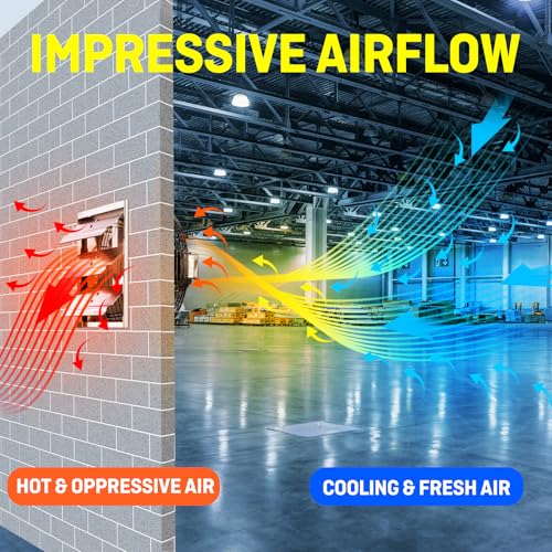 iLIVING 12" Wall Mounted Shutter Exhaust Fan, Automatic Shutter, with Thermostat and Variable Speed controller, 0.6A, 960 CFM, 1400 SQF Coverage Area Silver (ILG8SF12V-ST) - style: Plugin Thermostat & Speed Controller