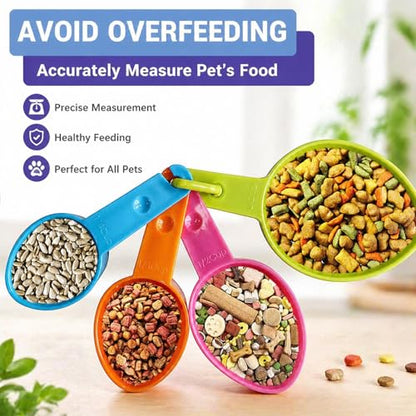 Rypet Dog Food Scoop Set of 4 - Plastic Measuring Cups for Dog, Cat and Bird Food (Random Color) - color: Set of 4