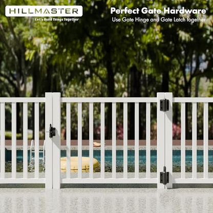 Heavy Duty Self Closing Gate Hinges with Safety Cap,Pool Gate Hinges with Alignment Legs No Rust and Adjustable Fence Hinges Kit for Outdoor Metal Gate,Vinyl Gates,Wood Gate,Black,2 Count - size: 1 Pack