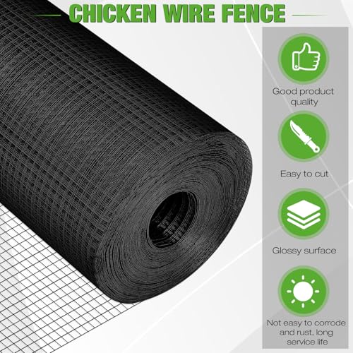Tatuo Hardware Cloth 1/2 Inch 72in x 100ft Hot Dip Galvanized After Welded Cage Mesh Rolls 21 Gauge Metal Chicken Wire Roll Wire Fencing Poultry Netting for Raised Garden Rodent Animals - color: Black, size: 72in X 100ft