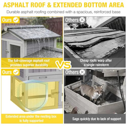 Aivituvin Chicken Coop for 2 Chickens, Wooden Duck House Outdoor Hen House Poultry Quail Cage-Expandable Design - size: 55.0"L x 21.3"W x 33.4"H