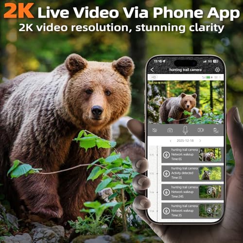 4G LTE Cellular Trail Camera 2K with Live Streaming,24000mAh Long Battery Life,Solar Powered Game Wildlife Cameras,Motion Activated,940nm No Glow Night Vision,IP66 Waterproof (Camera with 64GB) - size: Camera with 64GB