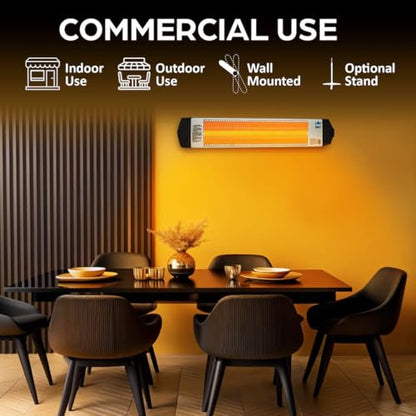 Econat C-15 Infrared Electric Heater 1500W, Wall Mounted Indoor/Outdoor Heater with Adjustable Thermostat, Energy Efficient – 4 Pack