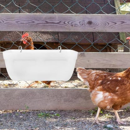 Yardwe 2pcs Hanging Feeder Trough for Livestock Chicken and Goat Feed Container Poultry Waterer Screws and Buckles for Ducks Geese and Deer - color: White