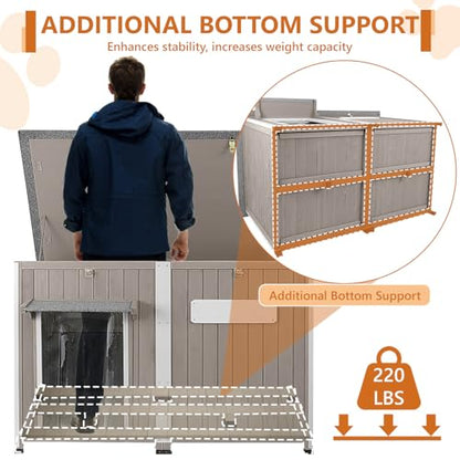 Ketive 55"L Dog House Outdoor Large Breed Extra XL Wooden Dog House with Weatherproof Asphalt Roof, All-Around Iron Frame, Removable Floor, Openable Top Roof, Air Vents Window for Medium to Large Dogs - style: 55.1"L x 33.1"W x 34.8"H