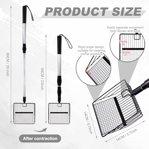 panthra Chicken Poop Scooper, Chicken Coop Scooper for Sand, Widened Shovel Head, Retractable Handle Design (23-35inch), Efficient Tool for Cleaning Poultry Manure (Black)
