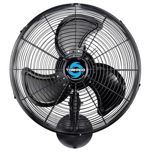 Tornado 16 Inch Pro Series Waterproof Outdoor Oscillating Wall Mount Fan - High Velocity Heavy Duty Metal Wall Mount Fan for Industrial, Commercial, Residential, and Greenhouse Use - UL Safety Listed - size: 16"
