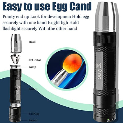 Egg Candlers for Chicken Eggs, 2026 New Egg Candling Light Tester Lamp Egg Checker Incubator for All Chickens Ducks Quail Dark Eggs 【Upgraded USB Charger】 - color: Black