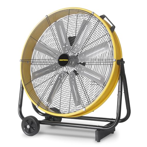 VENTISOL 24 Inch High Velocity Drum Fan, 9500 CFM Industrial Fans Heavy Duty, 3-Speed Shop Fan, Large Metal Floor Fan for Garage, Warehouse, Outdoor, Commercial, 8 Blades - style: 24" High Velocity Drum Fan