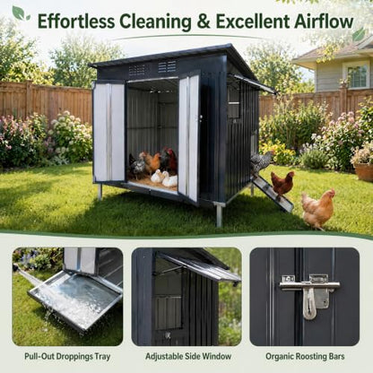 Outdoor Chicken Coop, Pull Out Waste Trays, Raised Base & Ventilated Window