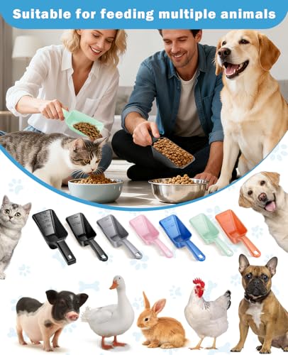 2-Pack Dog Food Scoop Set,1 Cup and 2 Cup Plastic Pet Food Measuring Scoops with Clear Measurement Lines,Multi-Purpose Pet Food Scooper for Dogs, Cats (Green and Black) - color: Green and Black