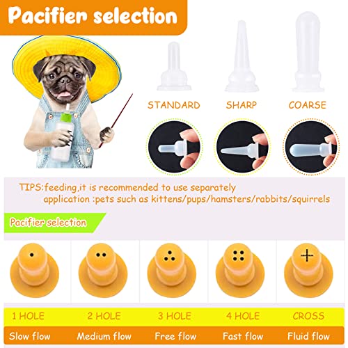 Tondiamo 17 Pcs Kitten Bottle Feeding Kit Puppy Bottles for Nursing Puppy Milk, Replacement Nipples Cleaning Brushes Bottle Opening Needles for Newborn Pet Cat Dog Rabbit Goat, Yellow, Green - color: Yellow, Green
