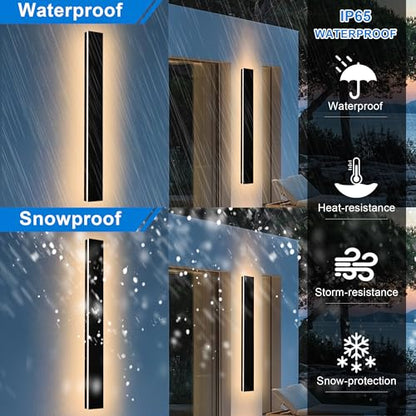 Modern Outdoor Wall Lights 60 Inch Black Linear Exterior Light Fixtures Wall Mount, Porch Lights Outdoor Wall Sconce, Long Wall Light Fixture Outside for Garage Patio, 3000K-6000K 5CCT - size: 60in